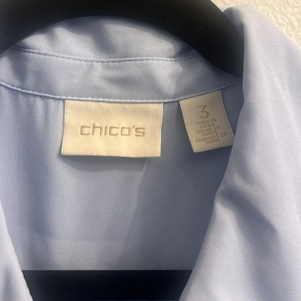 Chico's Soft Blue Collared Shirt- Size 3